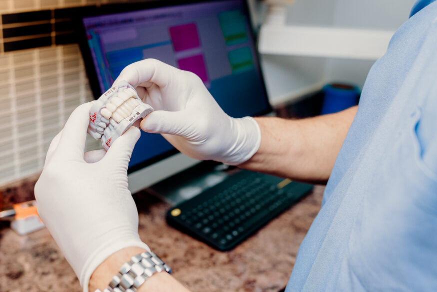 dentist with anterior crowns